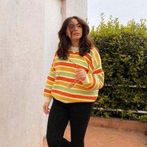 Green Yellow and Orange Knit Sweater